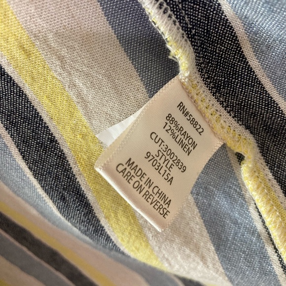 Max Studio vertical stripe linen button skirt with pockets modest spring summer - Picture 5 of 6